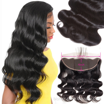 100% human hair extension band 13x4 loose wavy drawstring closed human hair Brazilian lace closed body hair extension 8-20inch